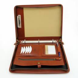 Leather Organizer, Personalized Leather Portfolio Men, Document Holder, Business Gift, Cognac Folder With Handle 7327K - thumbnail 3