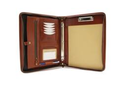 Leather Organizer, Personalized Leather Portfolio Men, Document Holder, Business Gift, Cognac Folder With Handle 7327K - thumbnail 1