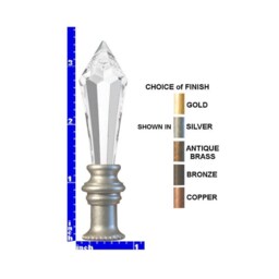 Swarovski Strass Lamp Finial - 63mm Clear Prism Choice Of 5 Metal Finishes - thumbnail 2