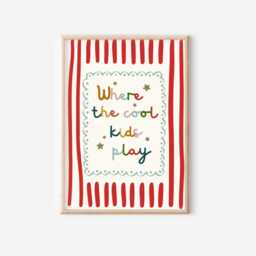Set Of 2 Bright Playroom, Bedroom Or Nursery Prints. Alphabet & Where The Cool Kids Play Quote - Unframed - thumbnail 2