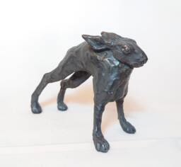 Bronze Hare Sculpture, Stretching Bunny Figurine, Original Hand Cast Metal Art, Limited Edition
