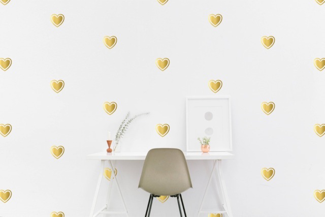 Gold Heart Wall Decal Kids Room Shape Wall Sticker, Bedroom, Living Pattern Wallpaper Vinyl Decals Stickers Home Decor - image 1