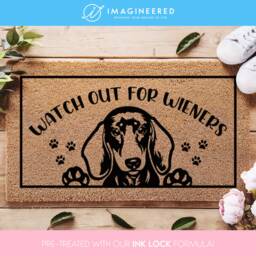 Funny Watch Out For Wieners Door Mat - Dachshund Gift Cheeky Welcome Doormat Dog Gift Wiener Sausage - thumbnail 1