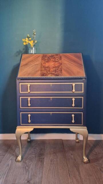 Writing Bureau/Desk in Navy & Gold-Sold Available For Commission - image 1