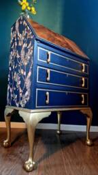 Writing Bureau/Desk in Navy & Gold-Sold Available For Commission - thumbnail 3