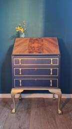 Writing Bureau/Desk in Navy & Gold-Sold Available For Commission - thumbnail 1