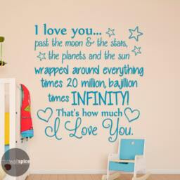 I Love You Past The Moon & Stars Planets & Sun Vinyl Wall Decal Sticker - thumbnail 2