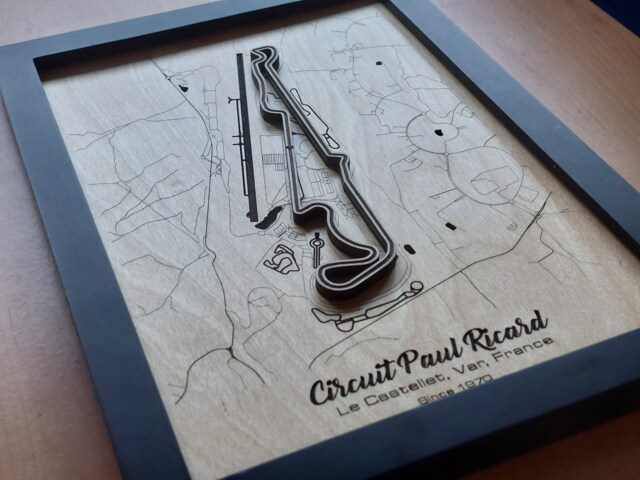 Circuit Paul Ricard Wall Art Laser Engraved Wood, F1 French Gp Gift - image 1