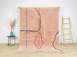 Pink Abstract Shag Rug, Large Area Moroccan Berber Wool Carpet, Style Custom Handmade Rug - thumbnail 1