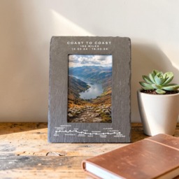 Coast To Walk Photo Frame Slate Gift - Wainwright C2C Route Map Personalised Hiking With Custom Dates UK Adventure Keepsake