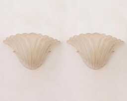 Murano Glass Fan Sconces Silk Ivory Italian Wall Lights - Set Of 2 - thumbnail 1