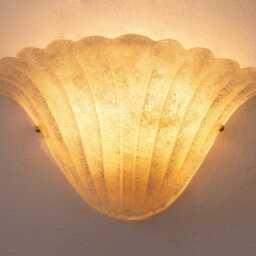 Murano Glass Fan Sconces Silk Ivory Italian Wall Lights - Set Of 2 - thumbnail 3