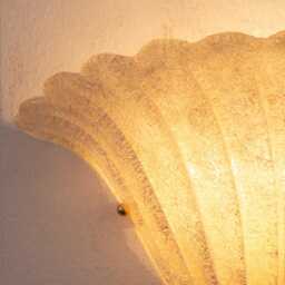 Murano Glass Fan Sconces Silk Ivory Italian Wall Lights - Set Of 2 - thumbnail 4