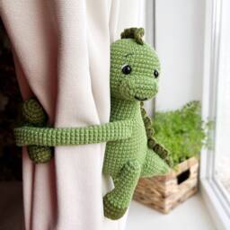 Dinosaur Curtain Tie Back Nursery Decor Neutral Backs Green Dinosaur Tieback Animal - thumbnail 2