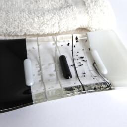 Fused Glass Soap Dish in Black & White By Bprdesigns - thumbnail 2