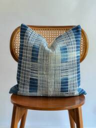 Indigo Neutral Tribal Hemp Hand Woven Natural Dye Color Lumbar Pillow Cover - thumbnail 1
