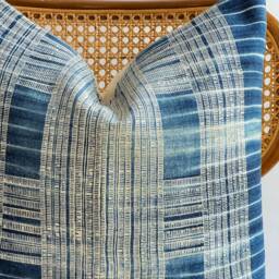Indigo Neutral Tribal Hemp Hand Woven Natural Dye Color Lumbar Pillow Cover - thumbnail 2