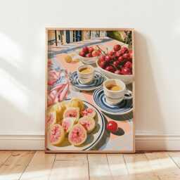 Fig & Cherry Poster, Italian Breakfast Print, Kitchen Wall Art - thumbnail 4