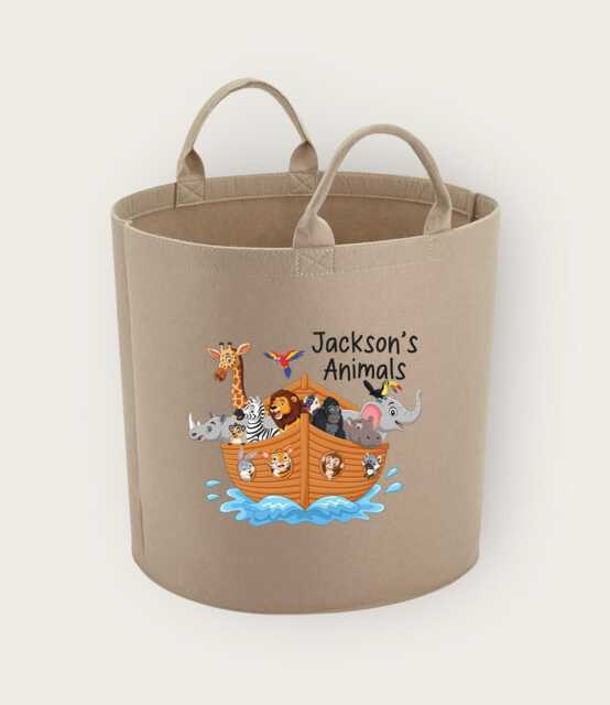 Personalised Noahs Ark Toy Storage, Tub, Storage Basket, Box, Baby Shower Gift, Baby Nursery, Blanket Any Text, New Gift - image 1