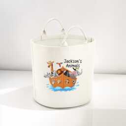Personalised Noahs Ark Toy Storage, Tub, Storage Basket, Box, Baby Shower Gift, Baby Nursery, Blanket Any Text, New Gift - thumbnail 2
