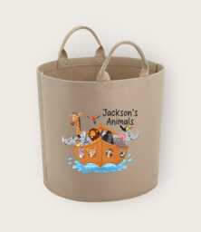 Personalised Noahs Ark Toy Storage, Tub, Storage Basket, Box, Baby Shower Gift, Baby Nursery, Blanket Any Text, New Gift - thumbnail 1
