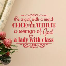 Be A Girl With Mind Chick Attitude Woman Of God & Lady Class Vinyl Wall Decal Sticker - thumbnail 1