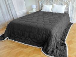 Stonewashed Linen Winter Quilt, Big Hexagon Stitch, Double-Sided King Blanket, Modern Eco Bedding - thumbnail 1