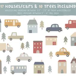 City Street Wall Decals - Car & Truck Stickers, Nursery Decor, Kids Room Decal, Reusable Removable Stickers - thumbnail 2