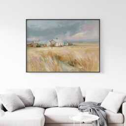 Prairie Farm Poster, Golden Field Print, Country Wall Art, Paper - thumbnail 3