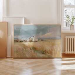 Prairie Farm Poster, Golden Field Print, Country Wall Art, Paper - thumbnail 4
