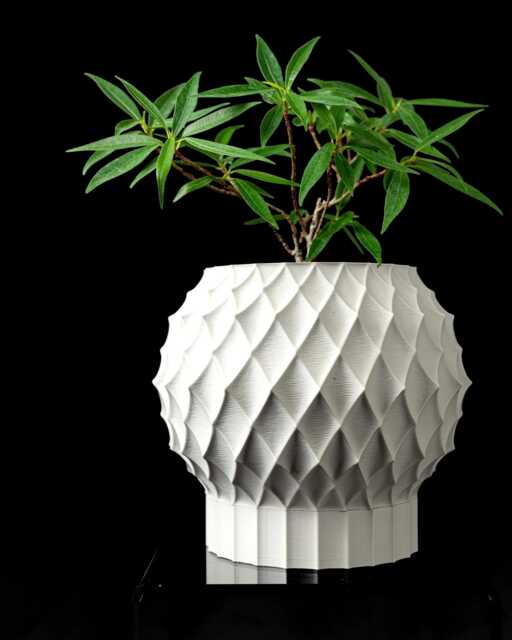 3D Printed Geometric Plant Pot Modern Diamond Texture With Drainage - image 1