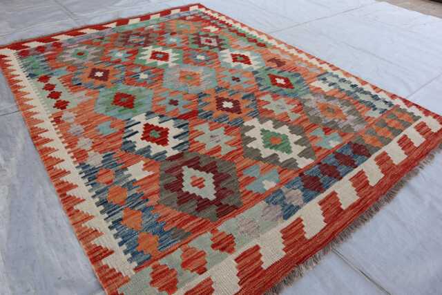 5x7 Flatweave Chubi Kilim Rug, Turkmen Oriental Rug, New Tribal Afghan Maimana Vintage Rug For Bedroom, Livingroom - image 1