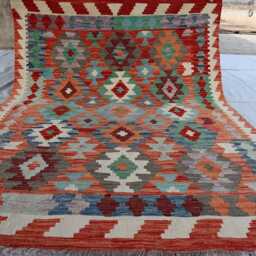 5x7 Flatweave Chubi Kilim Rug, Turkmen Oriental Rug, New Tribal Afghan Maimana Vintage Rug For Bedroom, Livingroom - thumbnail 4