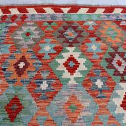5x7 Flatweave Chubi Kilim Rug, Turkmen Oriental Rug, New Tribal Afghan Maimana Vintage Rug For Bedroom, Livingroom - thumbnail 3