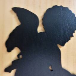 Handcrafted Cherub Wall Hanging Wood Art Decor Plaque, Angel Silhouette - thumbnail 2