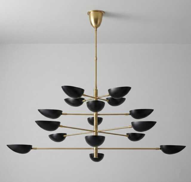 Mid-Century Modern Brass Chandelier - Sputnik 16-Light Italian Ceiling Fixture - image 1