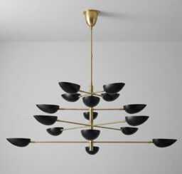 Mid-Century Modern Brass Chandelier - Sputnik 16-Light Italian Ceiling Fixture - thumbnail 1