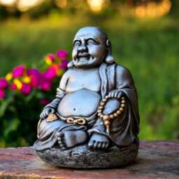 Concrete Buddha Statue Stone Meditation Figure Outdoor Garden Decor Zen Style Cement Ornament Peaceful Yard Sculpture Japanese Inspired Gift - thumbnail 3