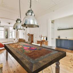 Japanese Design Wood Dining Table Unique Barn Style - thumbnail 3