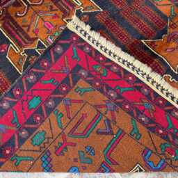 3x6 Baluchi Wool Carpet - Afghan Hand-Knotted Tribal Rug Rich Red Oriental Accent For Living Room, Office Or Entryway Boho Gift - thumbnail 4