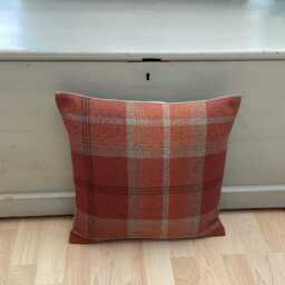 Tartan Tweed Pillow Cover Set Of 3 Burnt Orange Balmoral With Pompom Trim - thumbnail 3