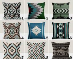 Ethnic Turkish Kilim Cushion Cover, Boho Southwestern Pillow Case, Aztec Farmhouse Style Home Decor - thumbnail 1