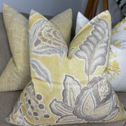 Yellow Cushion Cover, Floral Pillow Sanderson Fabric, Shalimar Linden Linen Blend Cover/Double Sided, Home Decor - thumbnail 2