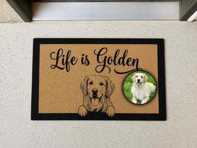 Personalized Golden Retriever Doormat - Up To 4 Dogs, Custom Pet Portrait Welcome Mat