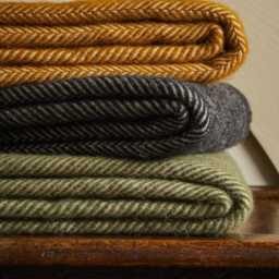 Throw Fishbone Design English Mustard - thumbnail 2