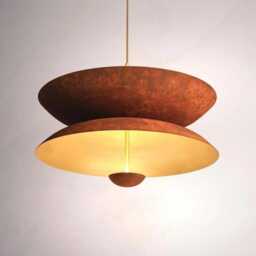 1950's Mid Century 4 Light Celling Flush Mount Fixture Pendant Cosmic Duo Regolith Modern Brass Chandelier - thumbnail 2