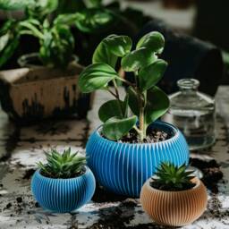Medium Planter 71P01.500.blue/3D Printed Plant Pot Ecofriendly & Geometric Minimalist Modern - thumbnail 2