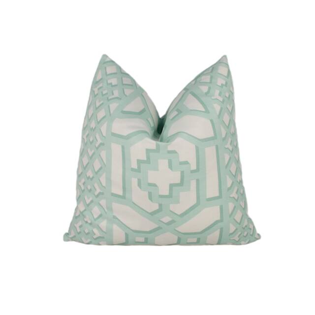 Schumacher - Zanzibar Trellis Matte Winter Mint Elsie De Wolfe Inspired Designer Cushion Cover Handmade Throw Pillow Luxury Home Decor - image 1