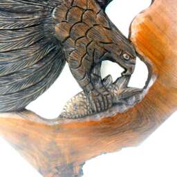 Wood Carving Of Eagle Catch A Fish Handmade Natural Teak Art Home Decor Wall Hanging Hand Carved Gift - thumbnail 2