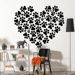 Heart Wall Decals Animal Dog Paws Decal Pet Shop Veterinary Design Living Room Kids Window Home Decor Vinyl Stickers Removable J886 - thumbnail 1